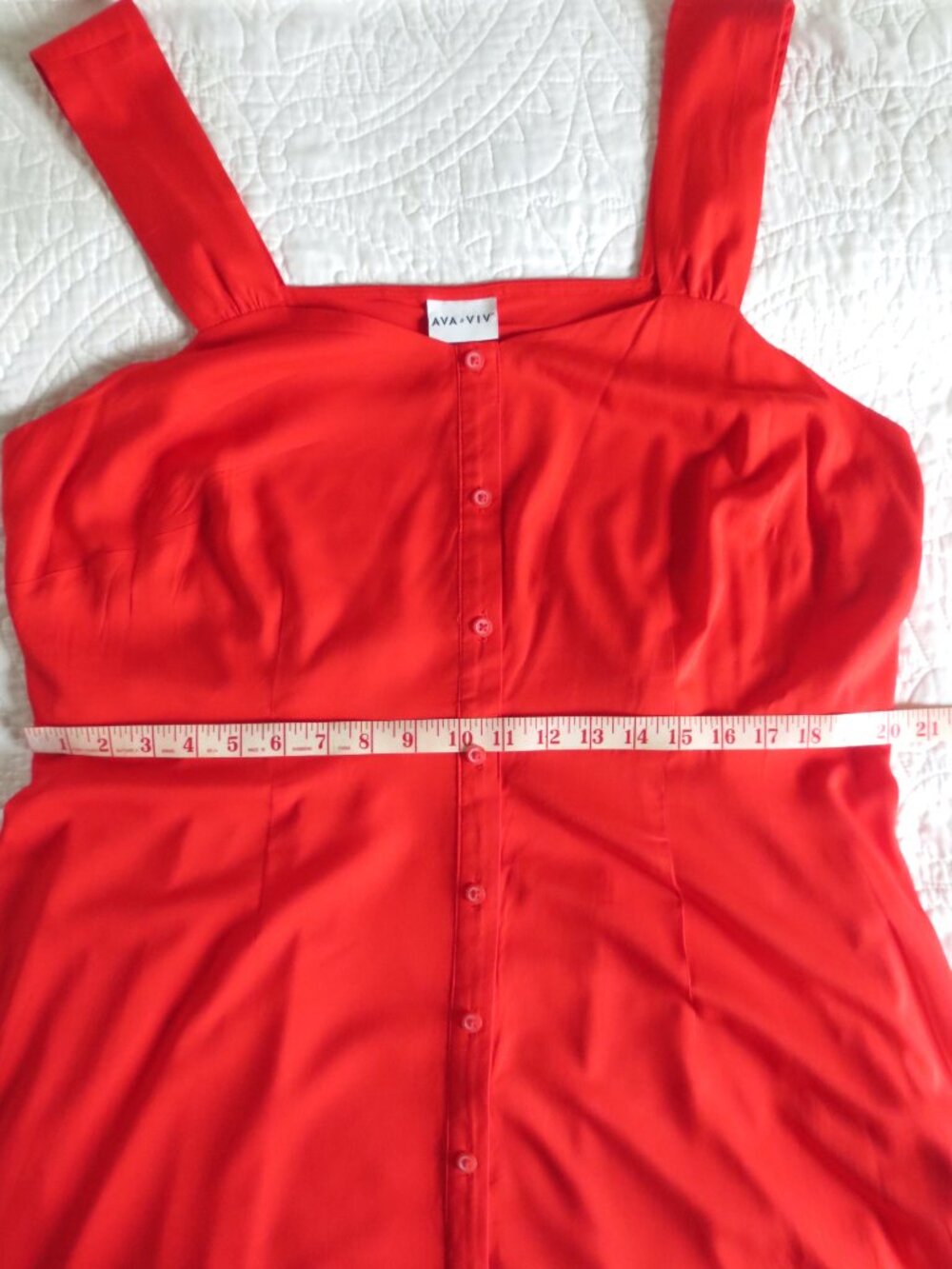 Plus Size Red-Orange Button Front Maxi Dress - Picture 7 of 11